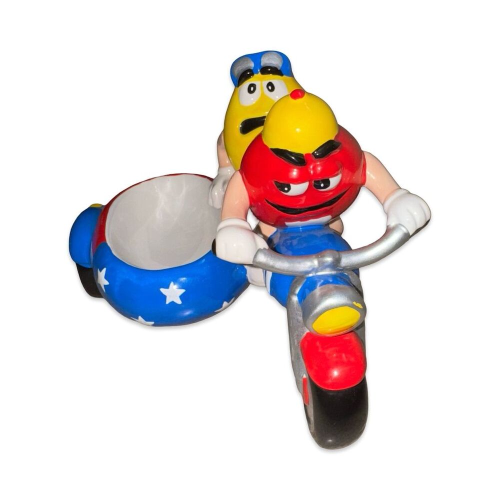 M&M's Motorcycle with Sidecar Ceramic Candy Dish Collectible 2002